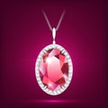 Ruby red pendant vector realistic style eps10 Royalty Free Stock Photo