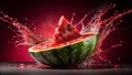 Ruby Red Revelry: A Splashing Watermelon Extravaganza AI Generated