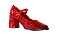 Ruby Red Slippers with red glitter isolated on white with room for your text Royalty Free Stock Photo
