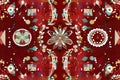Ruby Revelry: A Festive Affair on Red Background