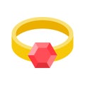 Ruby ring, jewelry related icon, flat design
