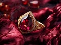 Ruby Stone-Studded Gold Jewelry Ring