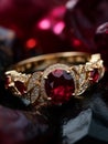 Ruby Stone-Studded Gold Jewelry Ring