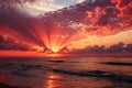 Ruby Sunset Over Ocean Royalty Free Stock Photo