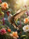 Ruby-throated Hummingbird (archilochus colubris) perched on flower Royalty Free Stock Photo