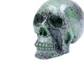 Ruby Zoisite realistic crystal carved skull isolated on white Royalty Free Stock Photo