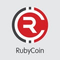 Rubycoin cryptocurrency - vector colored logo.