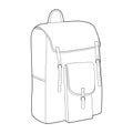 Rucksack Backpack silhouette bag. Fashion accessory technical illustration. Vector satchel front 3-4 view for Men