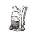 Rucksack, casual bag hand drawn black and white vector illustration