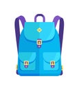 Rucksack Unisex in Blue Colors with Big Pockets Royalty Free Stock Photo