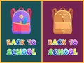 Rucksacks and Stationery on Back to School Poster Royalty Free Stock Photo