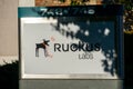 Ruckus Labs sign, logo on signpost at Silicon Valley office Royalty Free Stock Photo