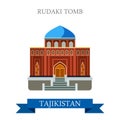 Rudaki Poet Tomb Tajikistan vector flat attraction sightseeing