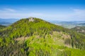 Rudawy Janowickie Landscape Park Aerial View. Mountain range in Sudetes in Poland view with green forests and landscape