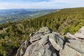 Rudawy Janowickie Landscape Park. Mountain range in Sudetes in Poland. View from Mala Ostra hill