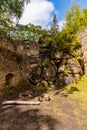 Bushes and constructions in ruins of Bolczow castle