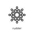 Rudder icon. Trendy modern flat linear vector Rudder icon on white background from thin line Nautical collection