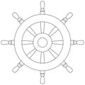 Rudder outline icon. Boat driving wheel coloring book page