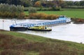 Rudderless freighter river of IJssel, Holland