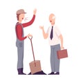 Rude Boss Threatening and Yelling to Male Worker, Stressful Working Environment Flat Vector Illustration