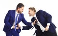 Rude, brutal, angry business people. Businessman and politician fighting. Aggression, violence concept. Royalty Free Stock Photo