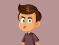 Rude Misbehaving Boy Sticking His Tongue Out Vector Cartoon