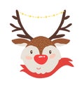 Rudolf Deer in Red Scarf Vector Illustration Icon