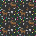 Rudolf the Red Nosed Reendeer and Christmas Lights - Seamless Pattern