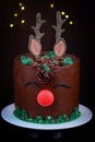 Rudolf reindeer cake for Christmas Royalty Free Stock Photo