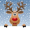 Rudolph deer holding blank paper