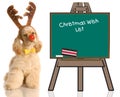 Rudolph dog with wish list Royalty Free Stock Photo