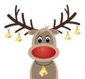Rudolph reindeer red nose with christmas bells