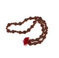 Rudraksha prayer beads for meditation isolated on white background, top view Royalty Free Stock Photo