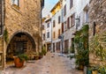 Rue de lÃ¢â¬â¢Hotel de Ville street aside Portail du Signadour gate or Porte de Saint Paul in old town of Vence resort city in France