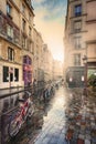 Rue des Grands Degres at sunset after the rain