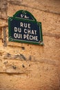 Rue du Chat qui Peche street sign Royalty Free Stock Photo