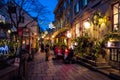 Rue du Petit-Champlain at Lower Old Town Basse-Ville decorated for Christmas at night - Quebec City, Quebec, Canada Royalty Free Stock Photo