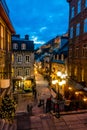 Rue du Petit-Champlain at Lower Old Town Basse-Ville at night - Quebec City, Canada Royalty Free Stock Photo