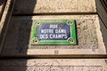 Rue Notre Dame des Champs street plate, Paris, France Royalty Free Stock Photo