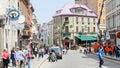 Rue Saint-Jean and St Patrick pub, Quebec City, Canada Royalty Free Stock Photo