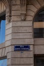 Rue Sainte-Catherine street sign name in Bordeaux Royalty Free Stock Photo