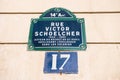 Rue Victor Schoelcher street plate, Paris, France Royalty Free Stock Photo