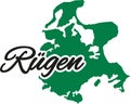 Ruegen map silhouette with word