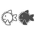 Ruff fish line and glyph icon. Sharp fish vector illustration isolated on white. Seafood outline style design, designed