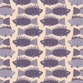Ruff fishes hand drawn vector illustration. Underwater life seamless pattern for kids fabric.