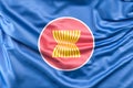 Ruffled Flag of Association of Southeast Asian Nations (ASEAN). 3D Rendering