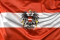 Ruffled Flag of Austria with ensign. 3D Rendering