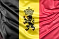 Ruffled Flag of Belgium with ensign. 3D Rendering