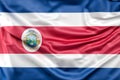 Ruffled Flag of Costa Rica with ensign. 3D rendering. Isolated