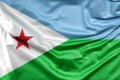 Ruffled Flag of Djibouti. 3D Rendering Royalty Free Stock Photo